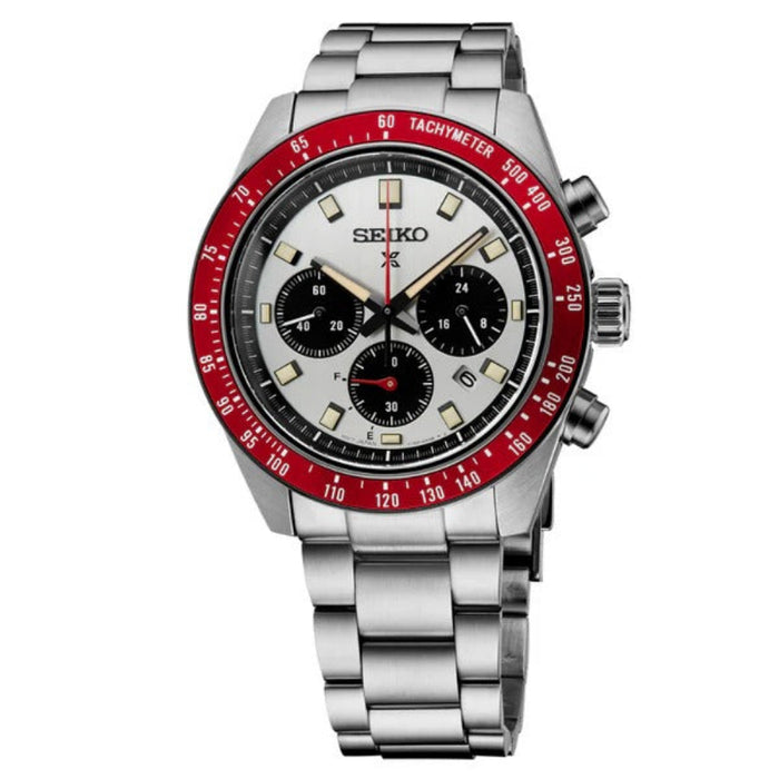 Seiko Prospex Speedtimer Solar Chronograph U.S. Special Edition Men's White Dial White Stainless Steel Band Solar Quartz Watch - SSC945