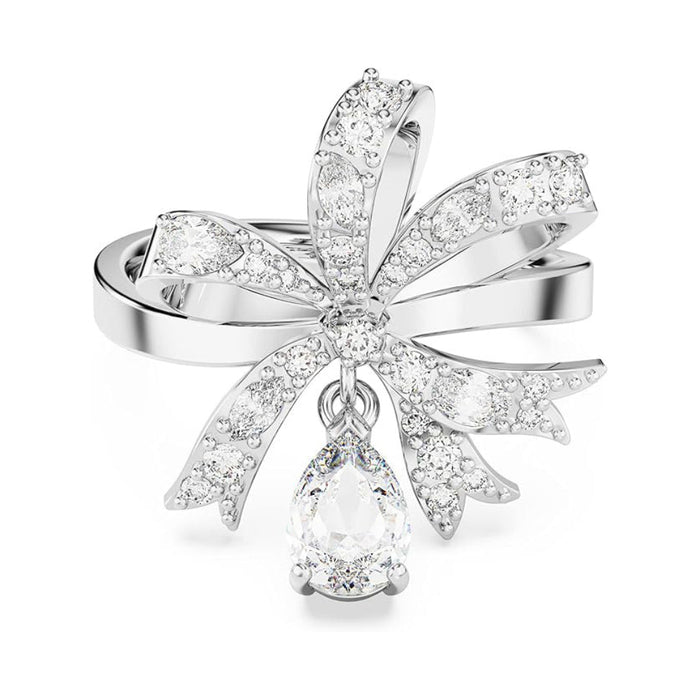 Swarovski Part of the Volta Collection Women's Clear Crystals on a Rhodium Finished Setting Size 9 Bow-Inspired Cocktail Ring - 5647723