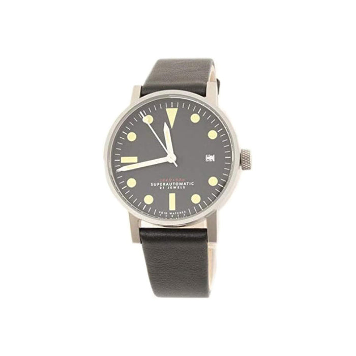 Void Mens Black Dial Black Leather Strap Analog Stainless Watch - V03M-SI/BL