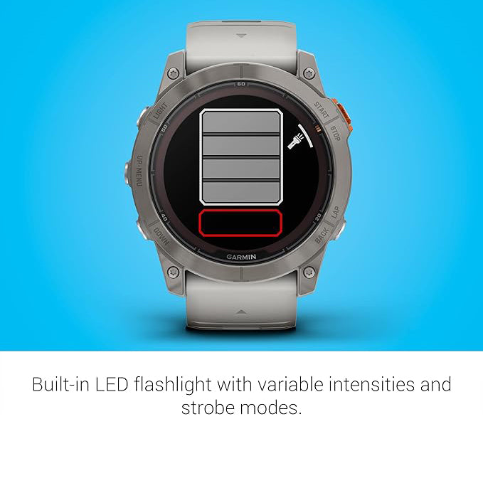 Garmin fenix 7X Pro Sapphire Solar Built-in Flashlight Solar Charging Capability Fog Gray/Ember Orange Multisport GPS Smartwatch - 010-02778-14