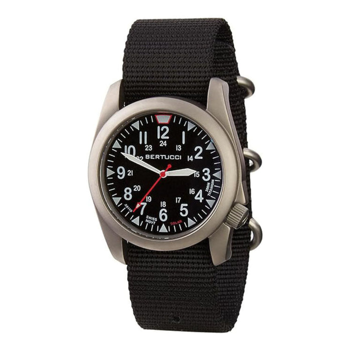 Bertucci Men's Black Dial Black Nylon Band Analog Solar Watch - 13905