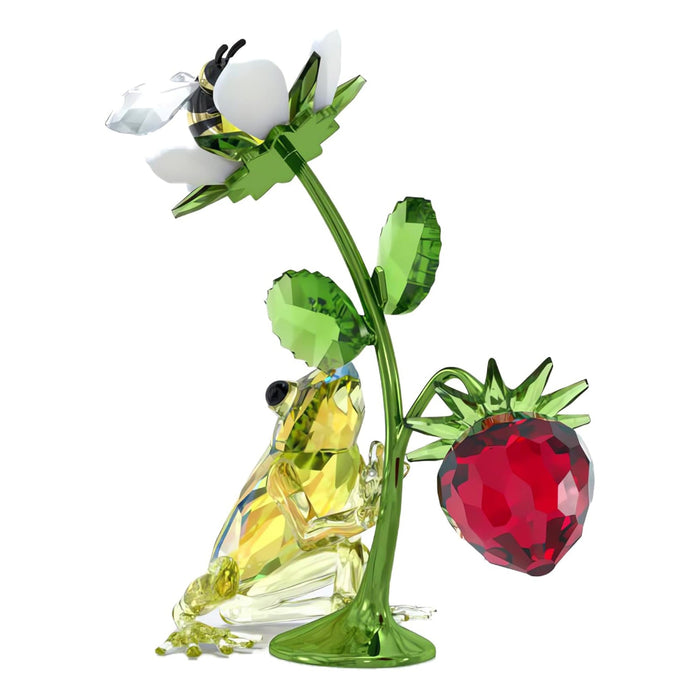 Swarovski Kid Green Champagne Gold Tone Bee And Strawberry Idyllia Frog For Home Decor - 5667599
