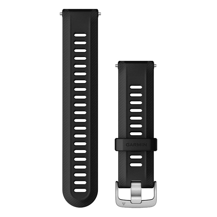 Garmin Forerunner 955 Unisex Black With Silver Hardware Silicone 22 MM Replacement Watch Band - 010-11251-3U