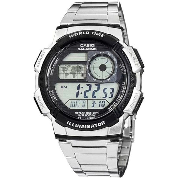Casio Men's Gray dial Silver band Digital Quart Watch - 5E-APFF-5LZ7