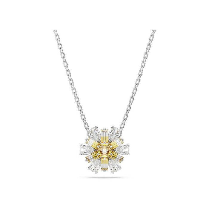Swarovski Women's Flower Pendant with Yellow and Clear Mixed-Cut Stones in a Rhodium-Finished Setting Idyllia Pendant Necklace - 5679939