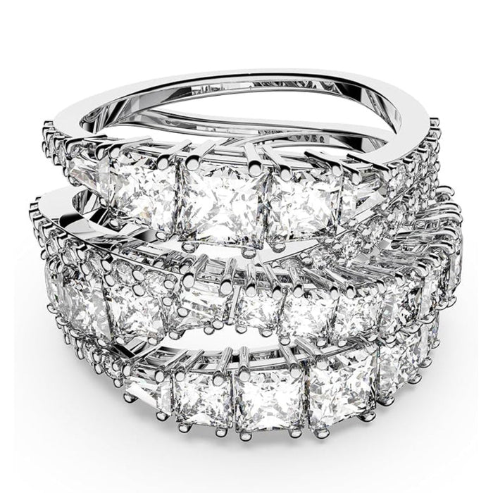Swarovski Women's Clear Cubic Zirconia Rhodium Finished Size 7 Mixed Cuts Hyperbola Ring - 5580952