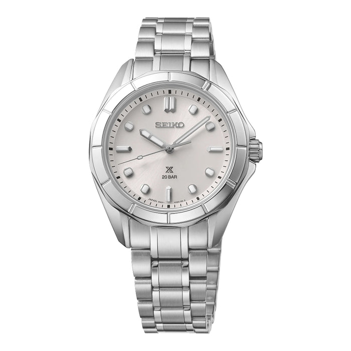 Seiko Women's Silver Dial Silver Stainless Steel Band Analog Quartz Watch - SUR595