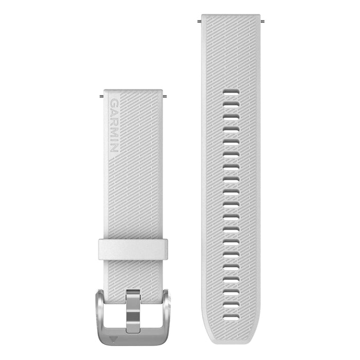 Garmin Unisex White With Polished Silver Hardware Silicone 20MM Quick Release Watch Band - 010-13114-01