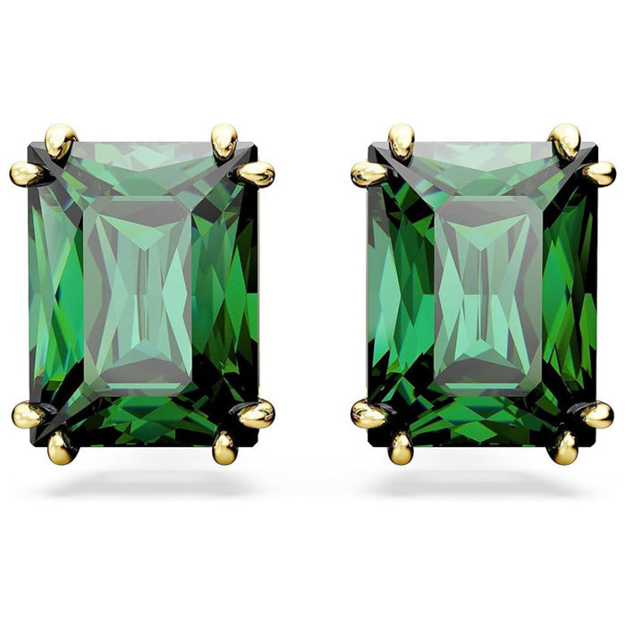 Swarovski Women's Green Rectangular-Cut Stones in a Gold-Tone Finished Setting Stilla Stud Earrings - 5677142