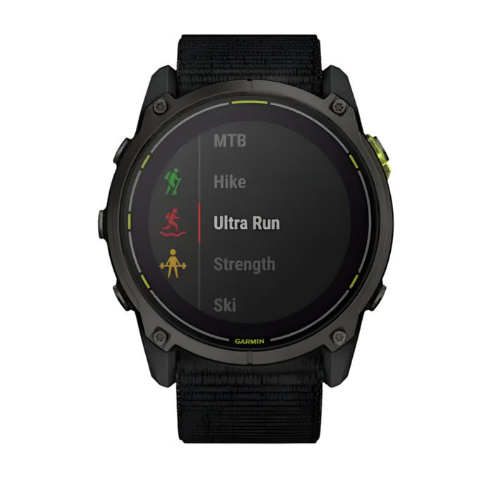 Garmin Enduro 3 Unisex Carbon Gray DLC Titanium with Black UltraFit Nylon Strap Solar Sapphire Extreme Battery Life, Detailed Mapping, Built-in LED Flashlight 51 Millimeters Ultraperformance GPS Smartwatch - 010-02751-00