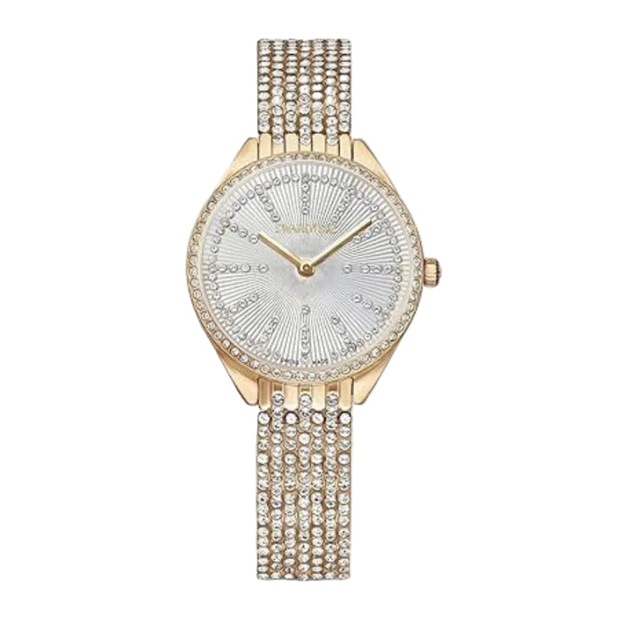 Swarovski Women's White Dial Gold Metal Band Analog Swiss Quartz Watch - 5644053