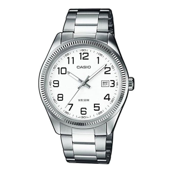 Casio Men's White Dial Silver Stainless Steel Band Analog Japanese Quartz Watch - MTP-1302D-7BVDF