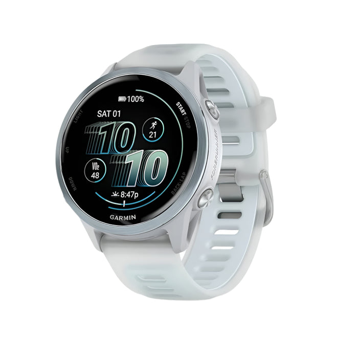 Garmin® Forerunner® 570 42 MM Unisex Cloud Blue Aluminum With Translucent Whitestone/Cloud Blue Band AMOLED Display Training And Recovery Features Advanced GPS Running And Triathlon Smartwatch - 010-02970-01