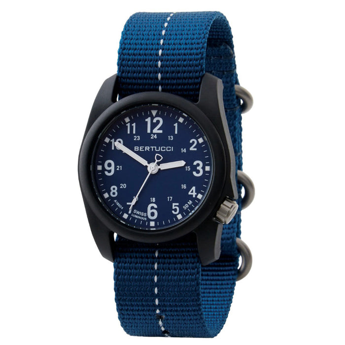 Bertucci Men's Cobalt Blue Dial Cobalt Blue White Dashline Nylon Band Analog Japanese Quartz Watch - 11134