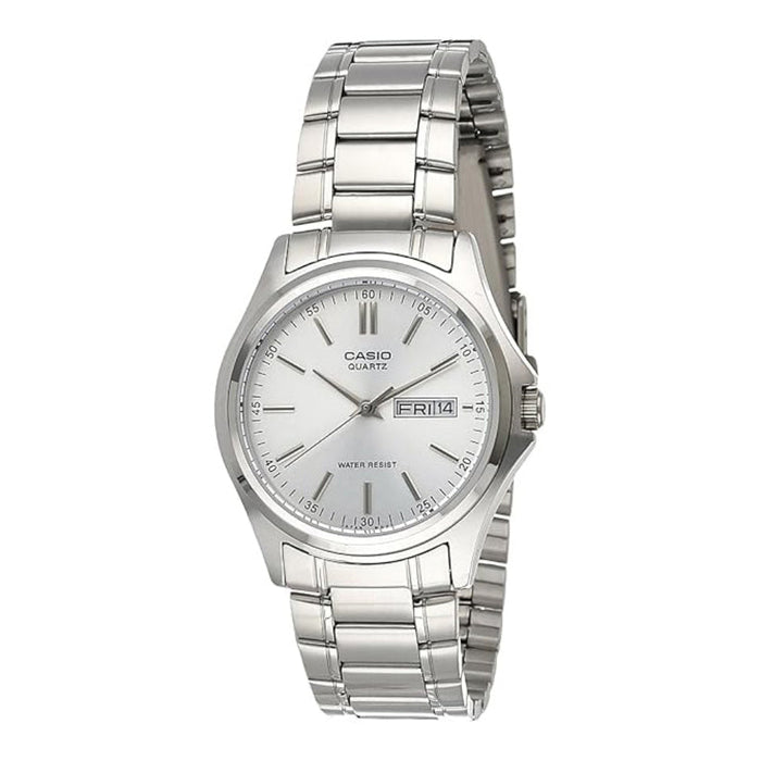 Casio Men's Silver Dial Silver Stainless Steel Band Analog Japanese Quartz Watch - MTP-1239D-7ADF