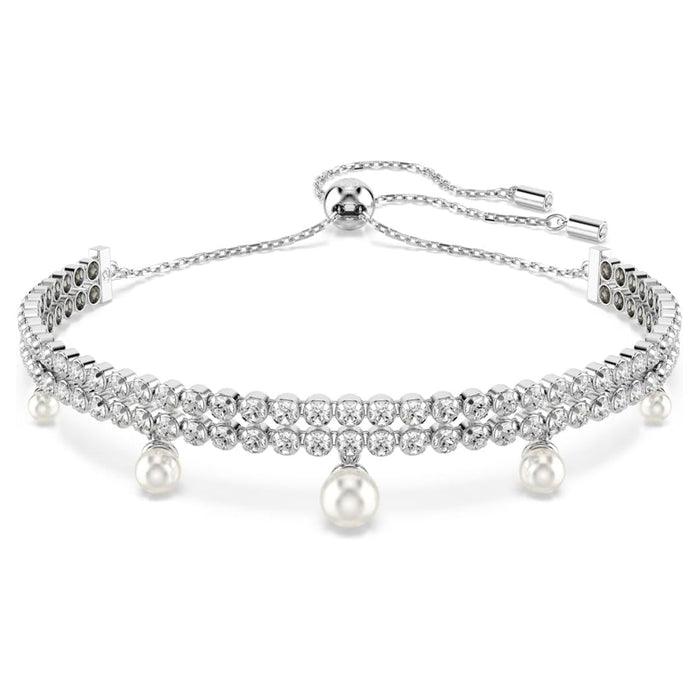 Swarovski Women's Clear Crystal & Pearls Rhodium Finish Ariana Grande Bracelet - 5720870