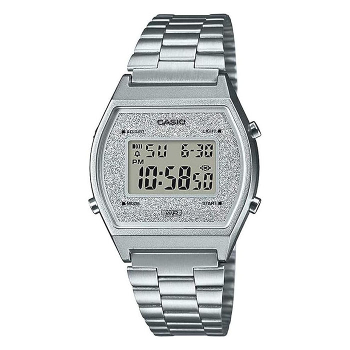 Casio Men's Glitter Silver dial Silver Band Digital Quartz Watch - B640WDG-7DF