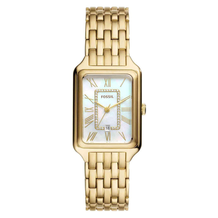 Fossil Raquel Women's White Dial Gold Stainless Steel Band Analog Quartz Three-Hand Watch - ES5304