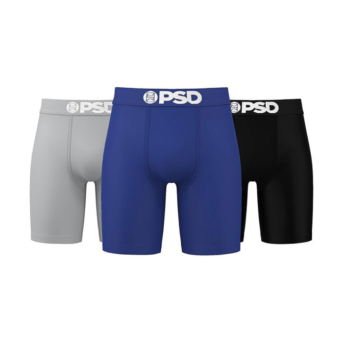 PSD Men's Multicolor La Blue Solid Cotton 3-Pack Boxer Briefs Large Underwear - 224180163-MUL-L