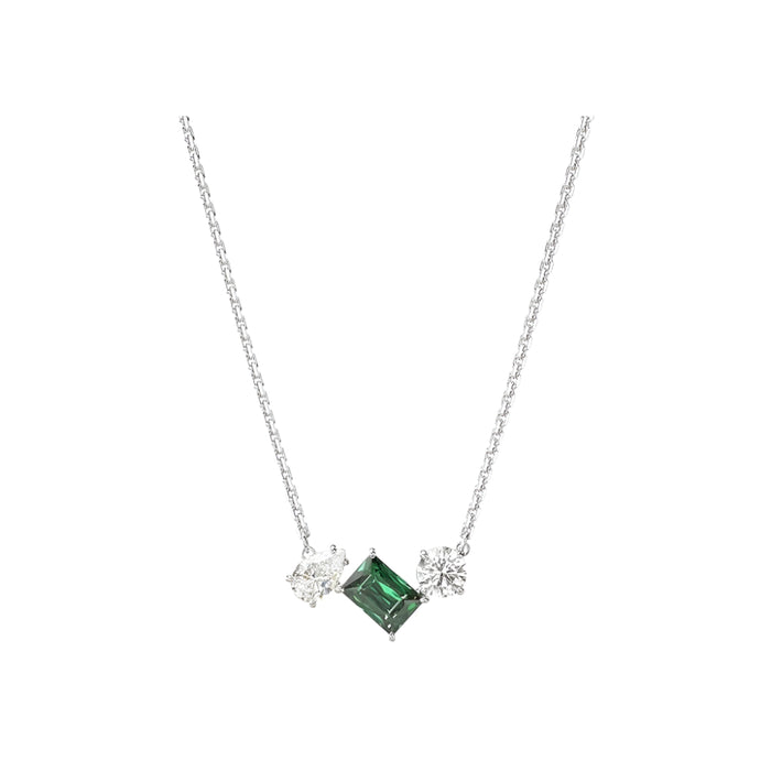 Swarovski Women's Green and Clear Mixed-Cut Stones on a Rhodium Finished Chain Mesmera Necklace - 5668278