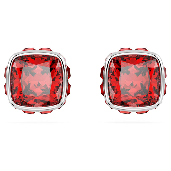 Swarovski Women's Red Square-Cut Stone and Crystals in a Rhodium-Finished Setting July Birthstone Stud Earrings - 5661959