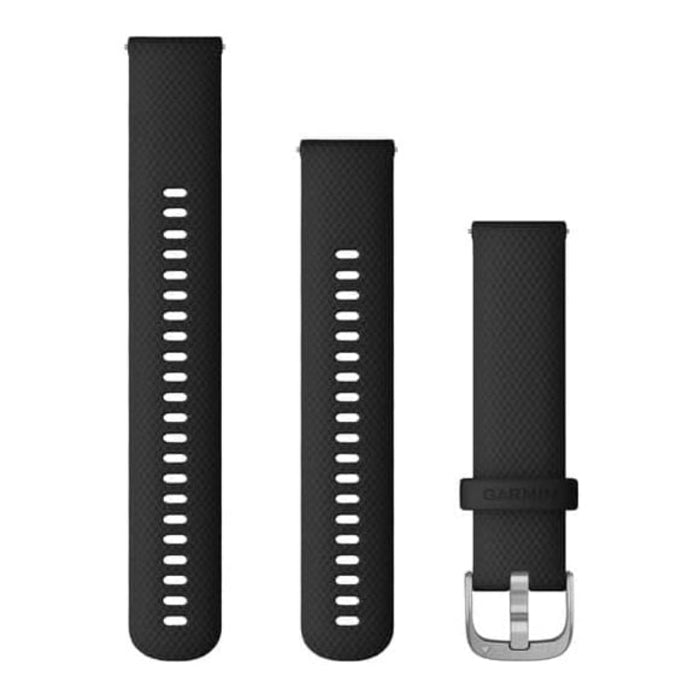Garmin Unisex Black With Silver Hardware Silicone 20MM Quick Release Watch Band - 010-12932-18