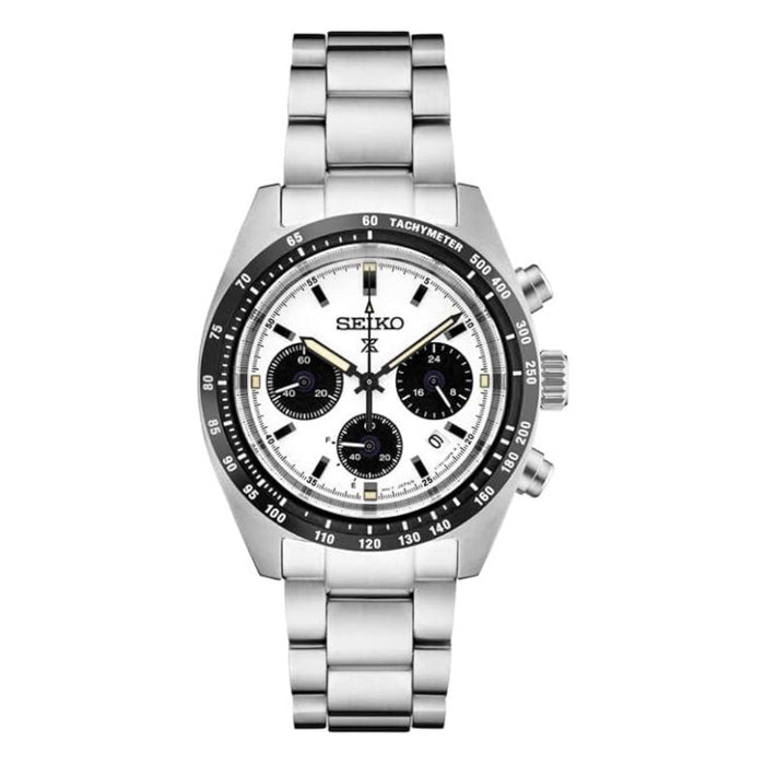 Seiko Prospex Collection Men's White Dial Silver Stainless Steel Band Analog Solar Watch - SSC813