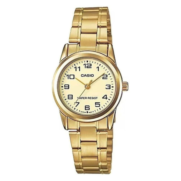 Casio Women's Gold Dial Gold Stainless Steel Band Analog Japanese Quartz Watch - LTP-V001G-9BUDF