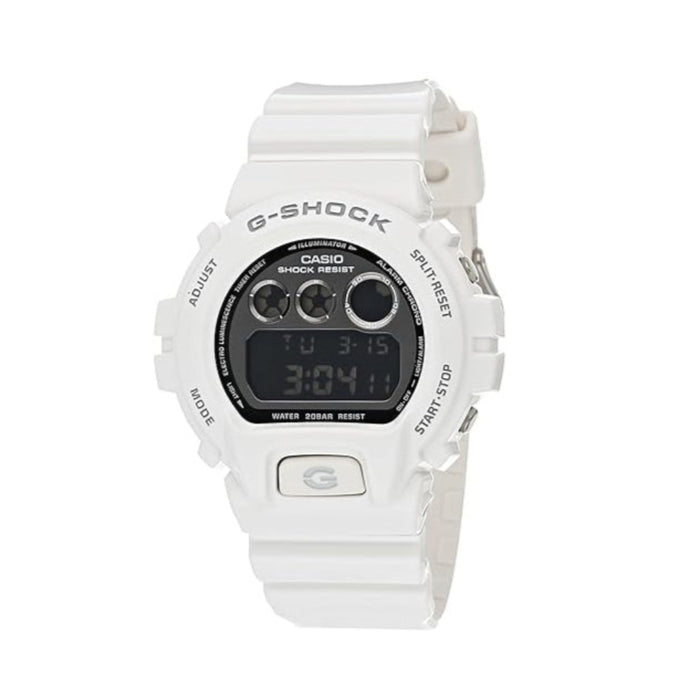 Casio Men's Black Dial White Resin Band G-Shock Digital Quartz Watch - DW-6900NB-7DR