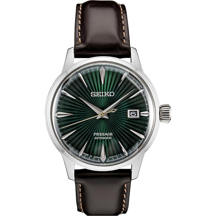 Seiko ‎Men's Green Dial  Brown Leather Band  Analoge Automatic Watch - SRPD37