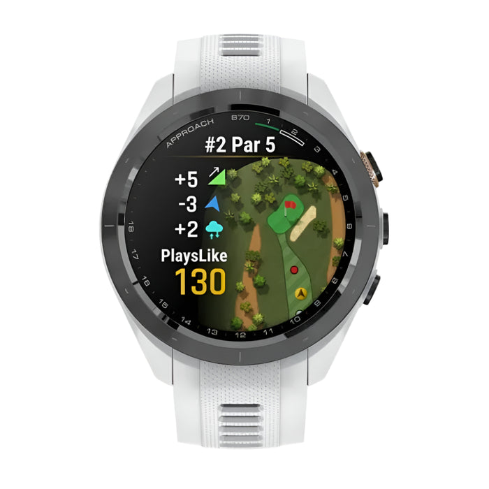 Garmin Approach S70 Black Ceramic Bezel with White Silicone Band 42mm Premium GPS Golf Watch - 010-02746-00