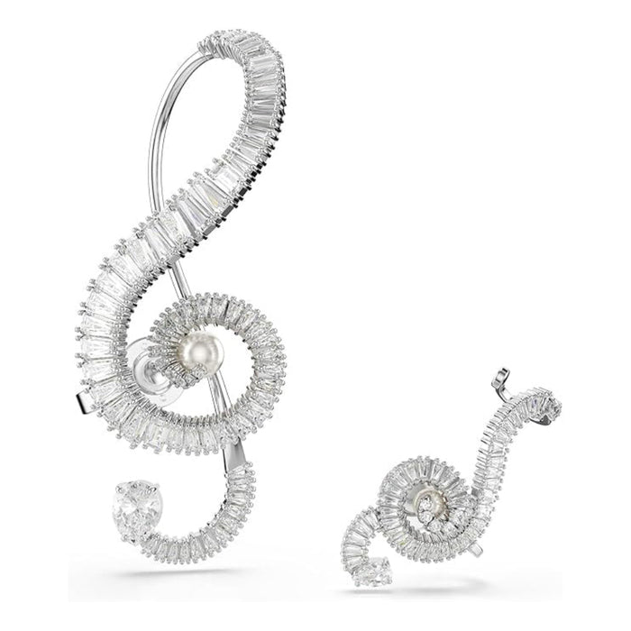 Swarovski Women's Clear Crystal & Pearls Rhodium Finish Clip Earrings - 5720866