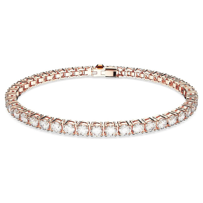 Swarovski Women's Round Clear Stones on Rose Gold-Tone Finished Band Medium Size Matrix Tennis Bracelet - 5657659