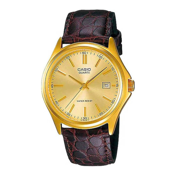 Casio Men's Gold Dial Brown Leather Band Analog Japanese Quartz Watch - MTP-1138Q-9ADF