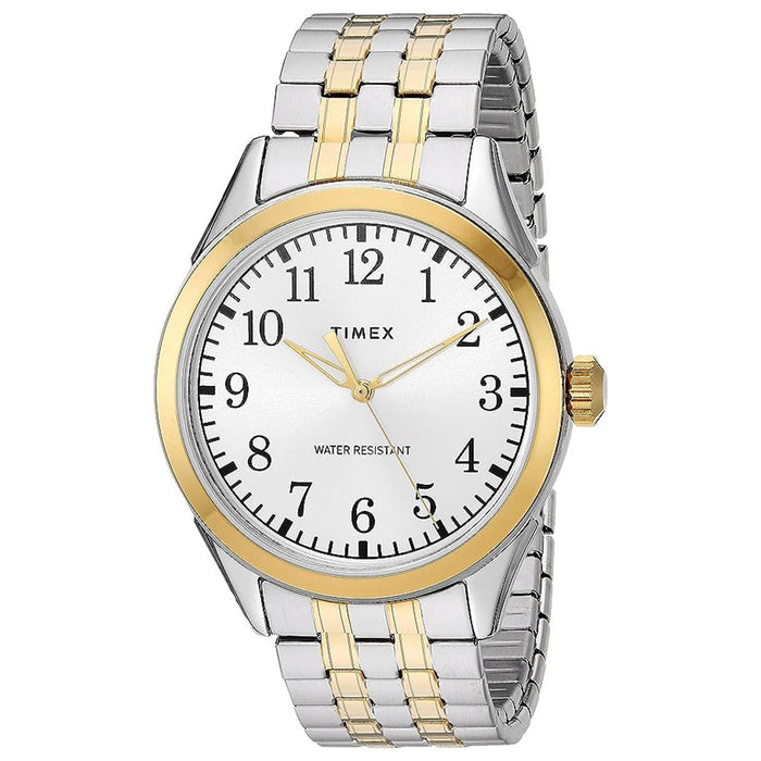 Timex Men's White Dial Two Tone Stainless Steel Band Briarwood Quartz Watch - TW2R48100