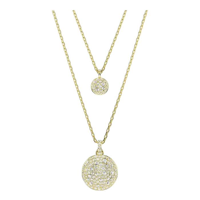 Swarovski Women's Meteor Motif With Snow Pave Of Clear Round-Cut Crystals In A Gold-Tone Finished Setting Sublima Layered Pendant Necklace - 5683442