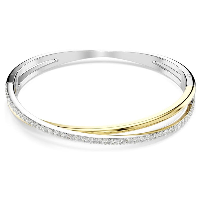 Swarovski Women's Clear Cubic Zirconia Mixed Metal Finish Round Cut Hyperbola Bangle Bracelet - 5689721