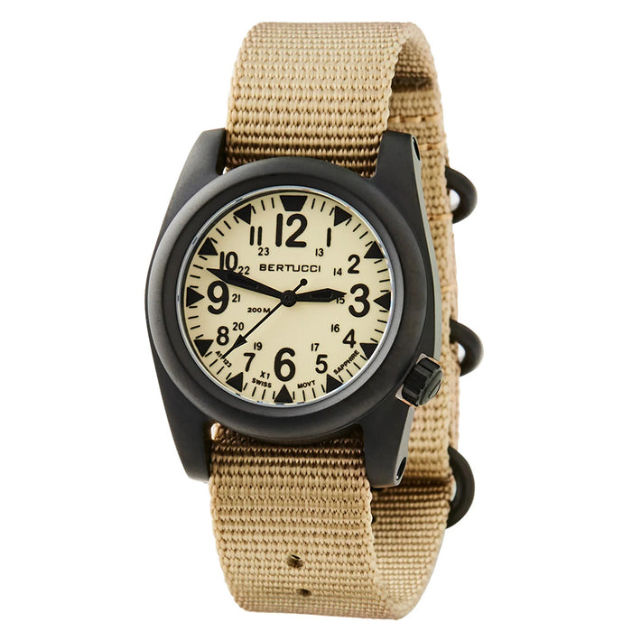 Bertucci A-2S Unisex Ballista X1 Illuminated Luminous Dial Defender Khaki Nylon Band Swiss Quartz Watch - 11124