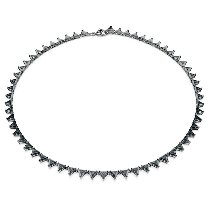 Swarovski Part of the Matrix Collection Women's Gray Triangle-Cut Crystals in a Ruthenium-Finished Setting Matrix Tennis Necklace - 5672276