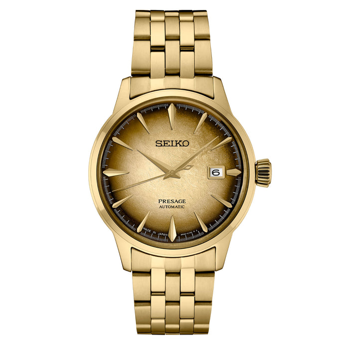 Seiko Men's Gold Dial Gold-tone Stainless Steel Band Automatic Watch - SRPK48