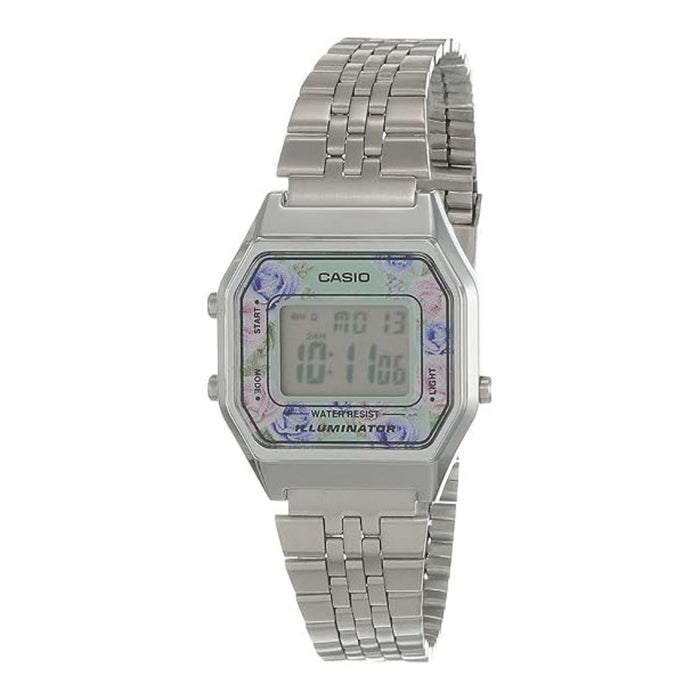 Casio Women's Gray Dial Silver Stainless Steel Band Digital Quartz Watch - LA680WA-2CDF