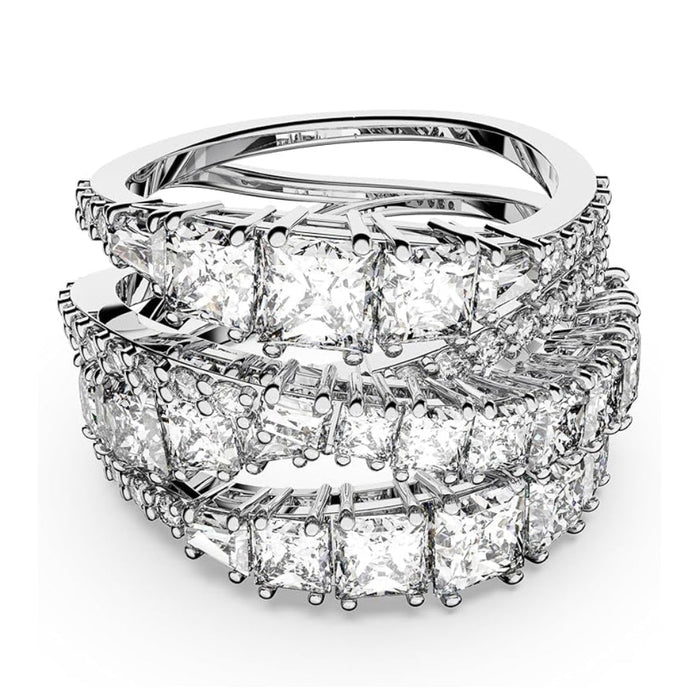 Swarovski Women's Clear Cubic Zirconia Rhodium Finished Size 9 Mixed Cuts Hyperbola Ring - 5584654