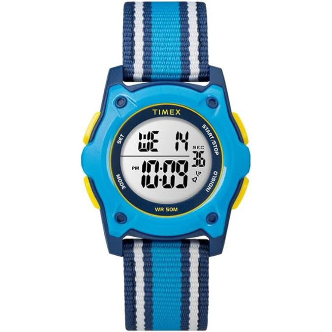 Timex Unisex Gray Dial Blue Fabric Band Digital Quartz Watch - TW7C259