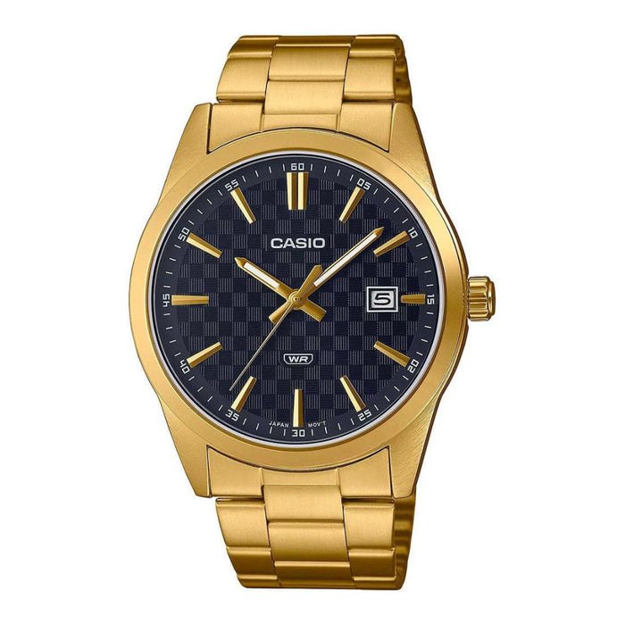 Casio Men's Black Dial Gold Stainless Steel Band Analog Quartz Watch - MTP-VD03G-1AUDF