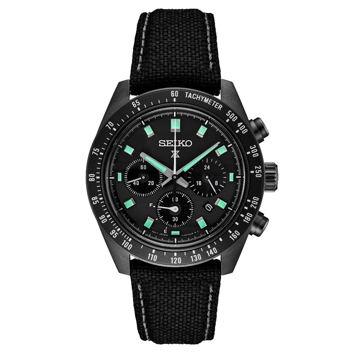 Seiko Prospex Speedtimer Men's Gray Dial Black Combination Nylon/Leather Strap Solar Chronograph Watch - SSC923