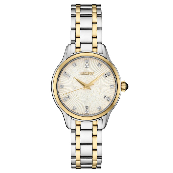 Seiko Women's Gold Dial Two-tone Stainless Steel Band Quartz Watch - SRZ550