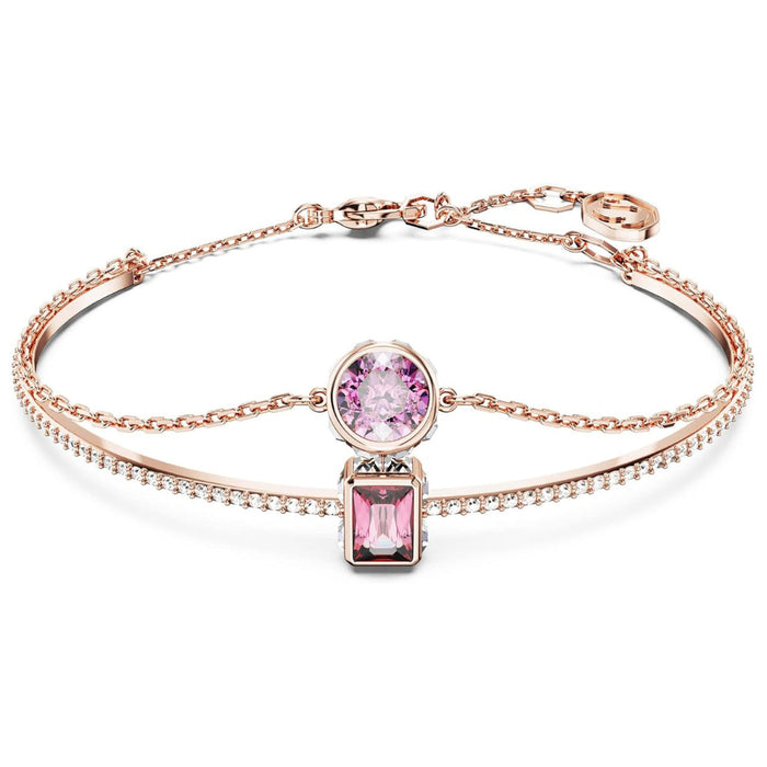 Swarovski Part of the Chroma Collection Women's Purple and Pink Mixed-Cut Stones in a Rose Gold-Tone Finished Setting Chroma Bangle Bracelet - 5668243