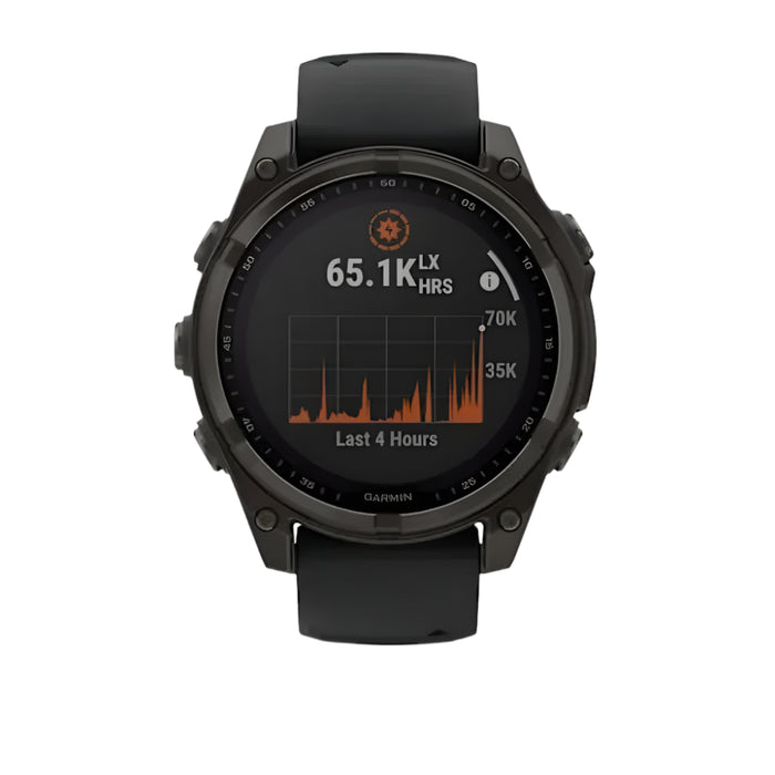 Garmin fēnix 8 Unisex Carbon Gray DLC Titanium with Pebble Gray Band Solar Amoled Sapphire Long-Lasting Battery Life Dive-Rated Built-in LED Flashlight 47 Millimeters Premium Multisport GPS Smartwatch - 010-02906-10