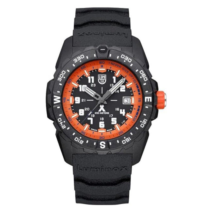 Luminox Unisex Black Orange Dial Black Rubber Band Bear Grylls Survival Mountain 3730 Series Swiss Quartz Watch - XB.3739
