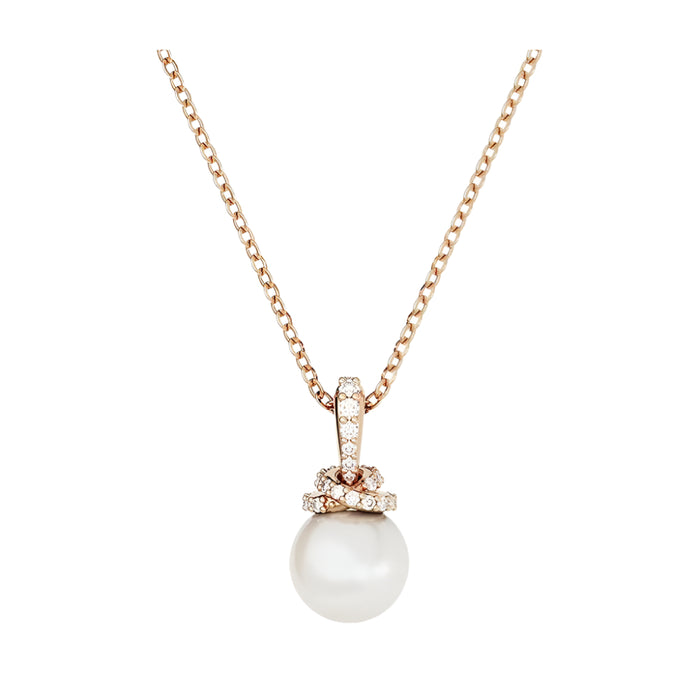 Swarovski Women's Pearl and Clear Pavé Crystals in a Rose Gold-Tone Finished Setting Originally Pendant Necklace - 5669523